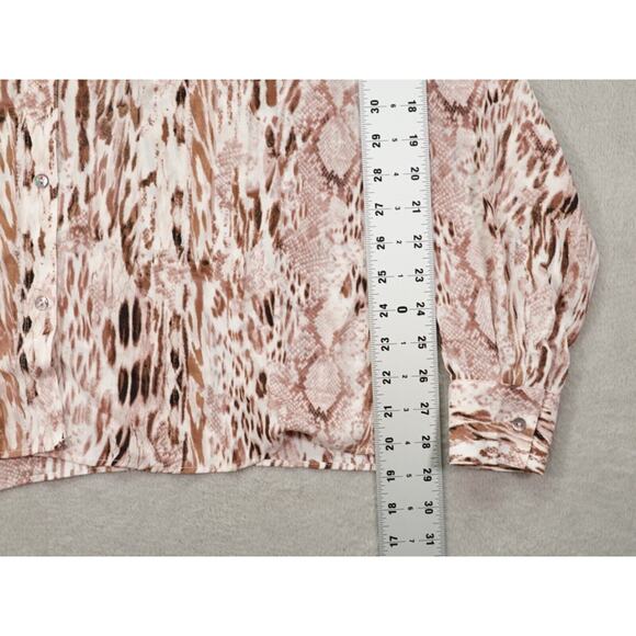 Tahari Womens Brown Collared Button Up Long Sleeve Animal Print Blouse Size S8 - Picture 4 of 12